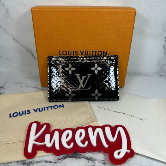 Louis Vuitton Python Cardholder Black/Silver Monogram exotic card case wallet LV - Picture 10 of 10